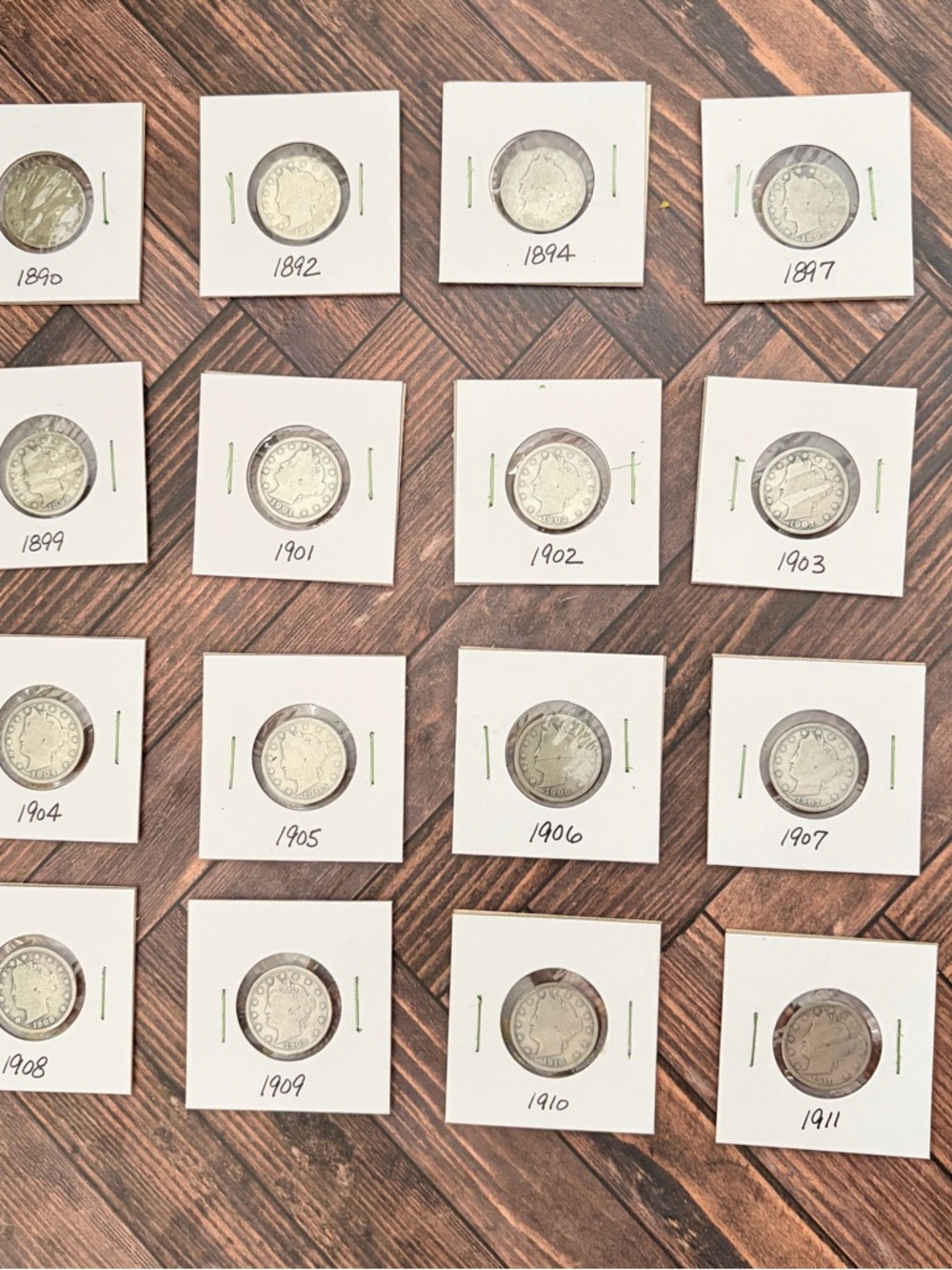 Lot of 16 Liberty Head “V” Nickels – 1890–1911 – Good to VG – In Holders